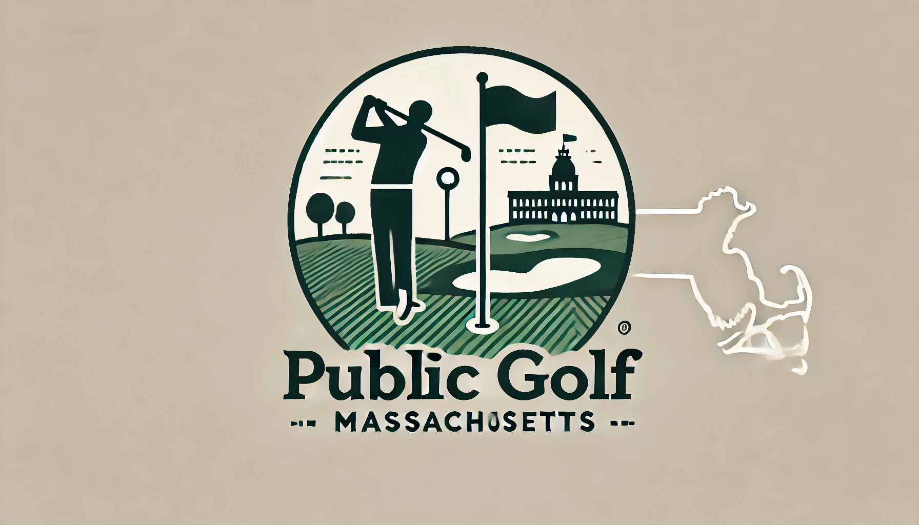 A circle with a golfer and words Public Golf underneath