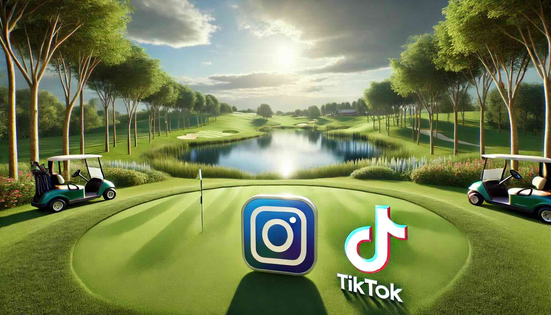 Golf course with Instagram and Tik Tok logos