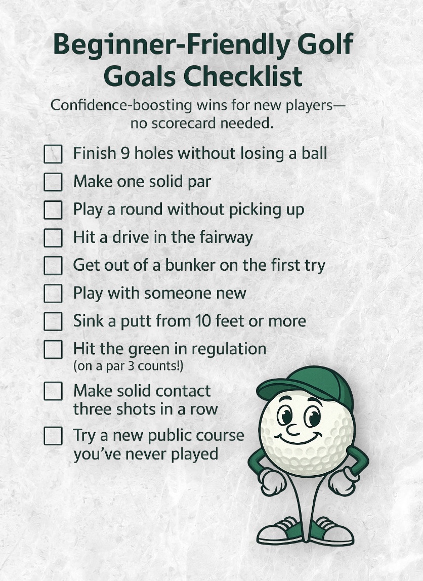 Checklist of 10 beginner friendly golf goals