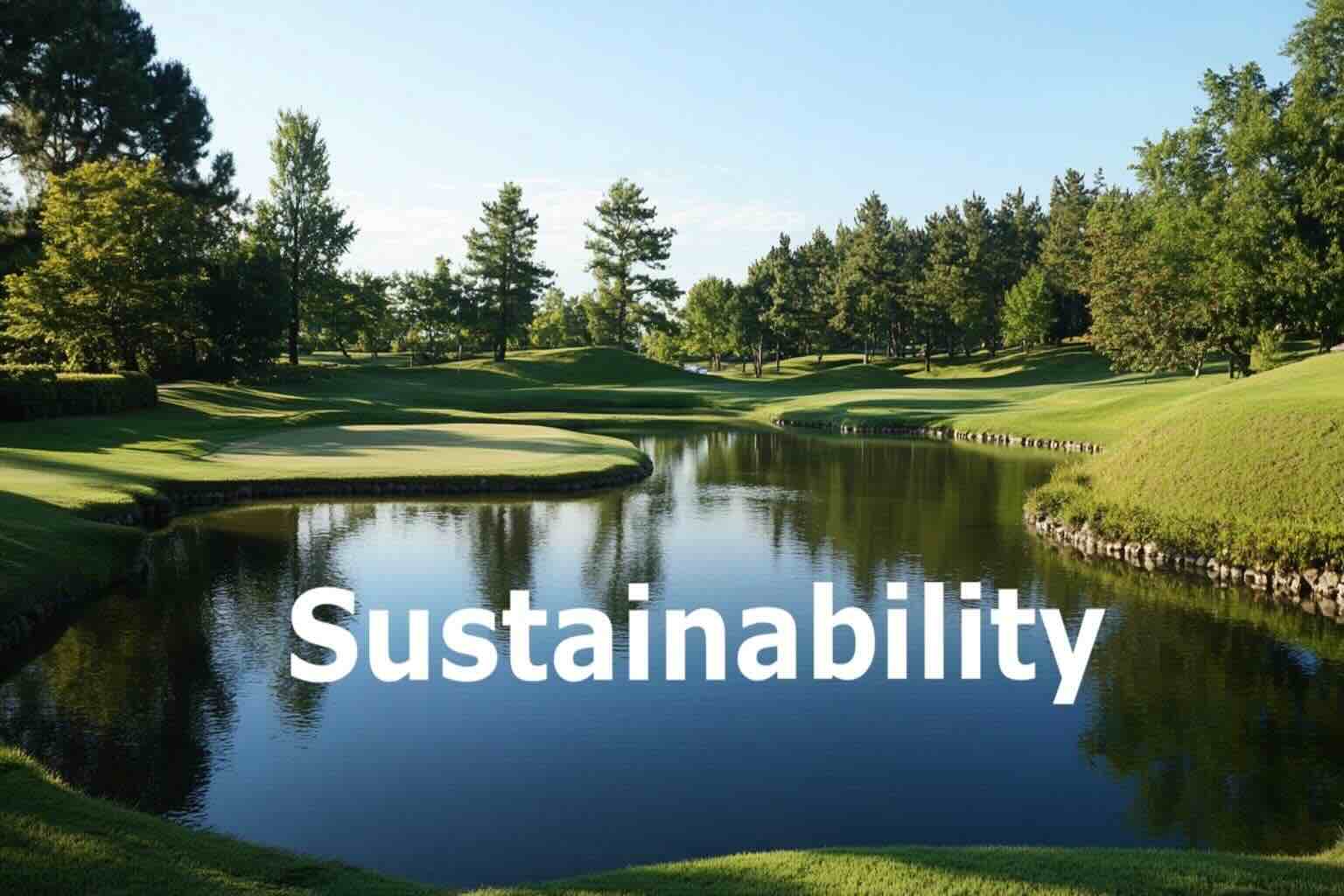 Pond with the word sustainability over it