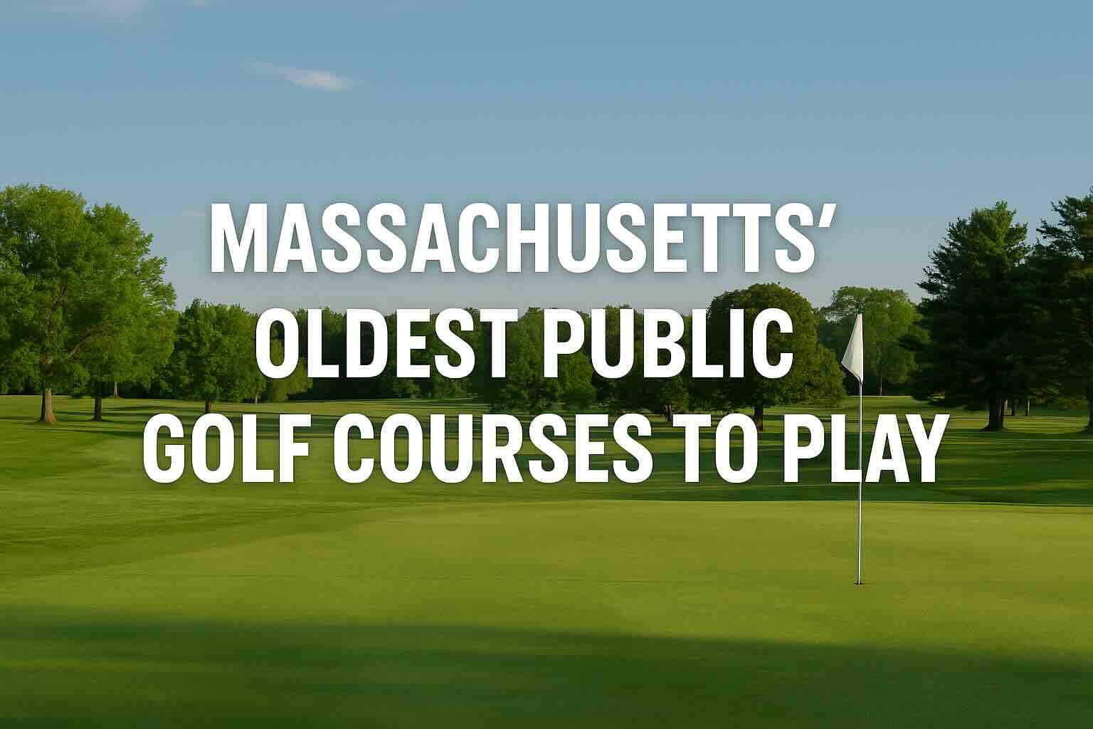 Golf course fairway with text: “Massachusetts’ Oldest Public Golf Courses to Play.”